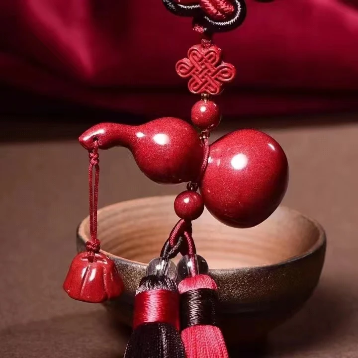 含辰砂工艺品【福源达】紫砂〔福禄相随）葫芦挂