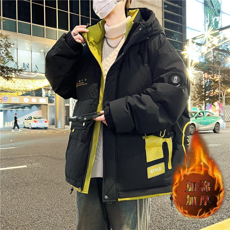 冬季棉衣男加厚外套潮流帅气时尚棉服男保暖宽松休闲潮牌连帽棉袄