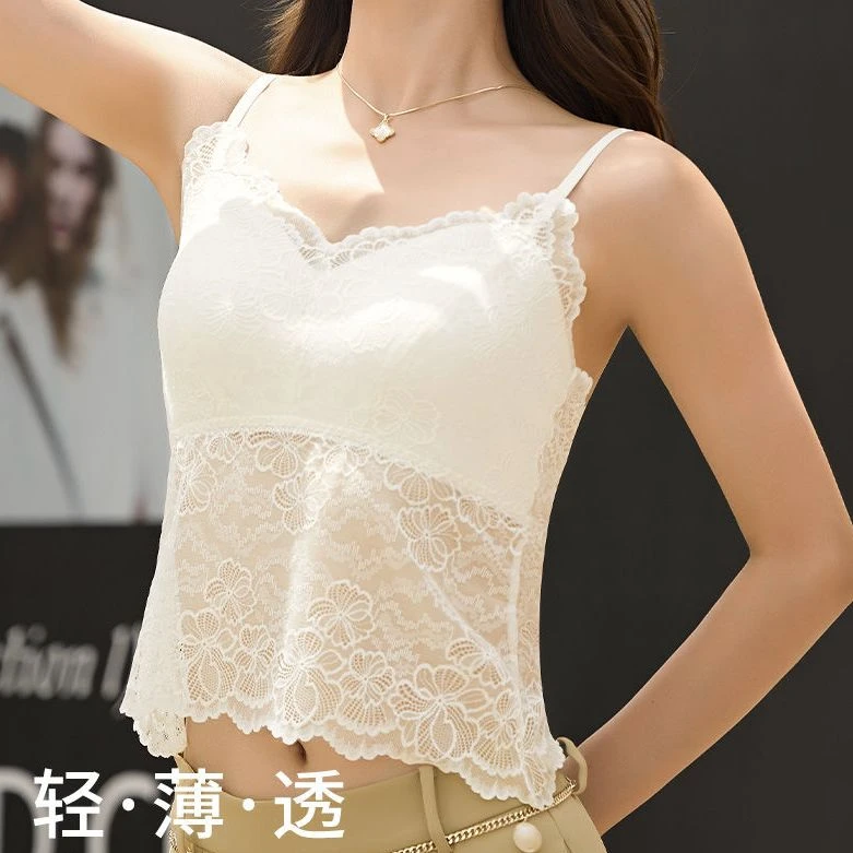 蕾丝打底收副乳吊带显瘦小胸友好轻薄美背背心 4033#