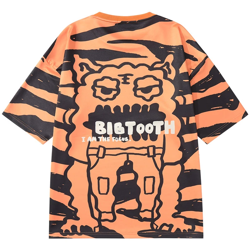 bt潮牌男子短袖t恤夏季新款黑白虎纹印花太空棉情侣宽松嘻哈TC282