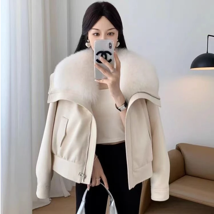 2025秋冬季大毛领网红外套女短款棉服大衣百搭年轻款时尚加绒