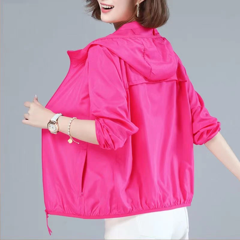 新款大码户外宽松休闲百搭防晒衣运动外套薄款女士旅行透气防晒服