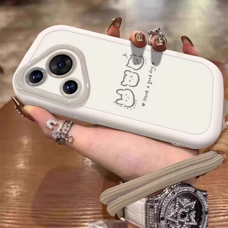 【进口硅胶】适用华为pura70pro手机壳线条小熊彩绘mate60pro+全包