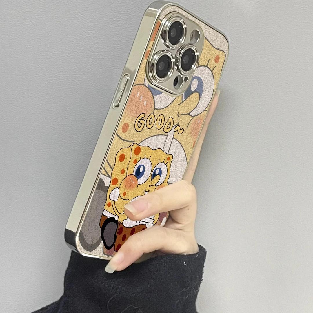 奶茶海绵适用苹果16promax手机壳iPhone15pro新款14防摔13皮质12