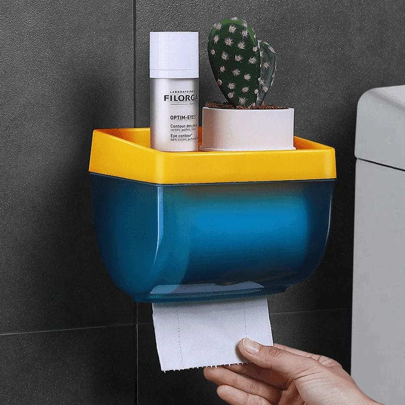 纸巾盒壁挂式免打孔抽纸盒卫生间厕所家用洗脸巾擦手纸置物收纳盒