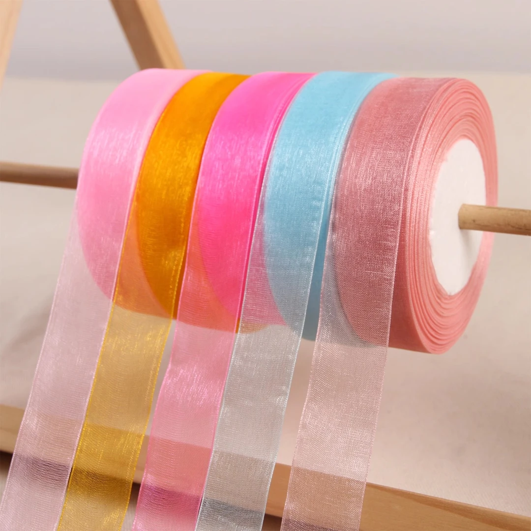 高品质2.5cm厘米透明雪纱带缎带丝带礼品包装发饰结婚彩带钩帽子