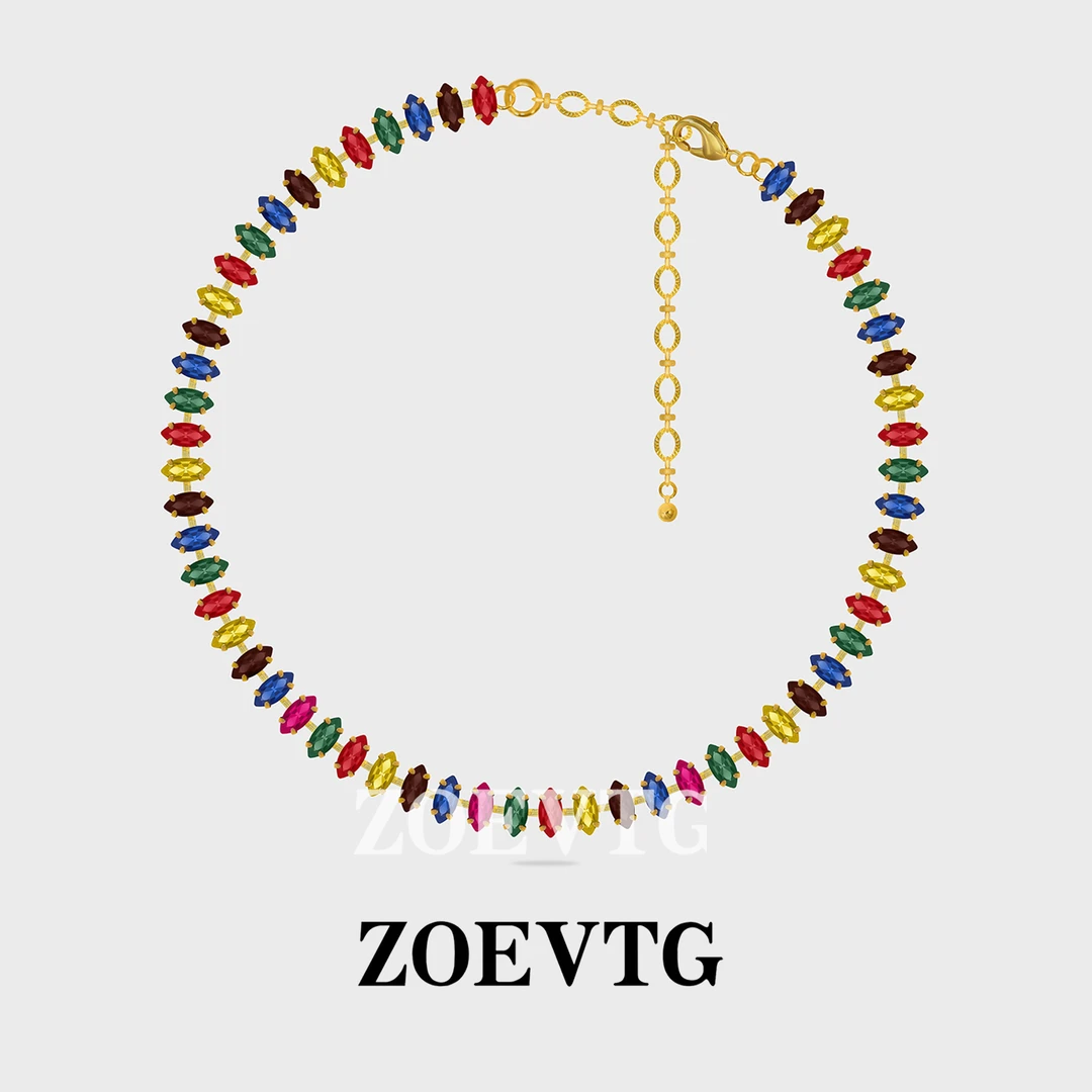 铜合金琉璃项链 镀K金 雨后彩虹】璀璨系列百搭洋气复古款项链1165