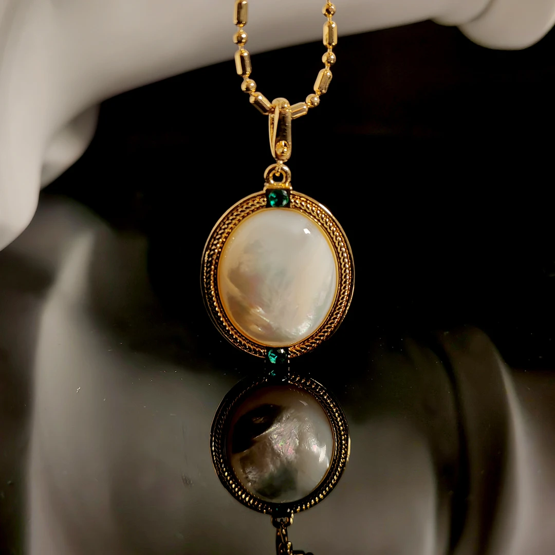 铜合金贝壳项链 蝶恋花项链】冬日暖意 复古vintage毛衣链