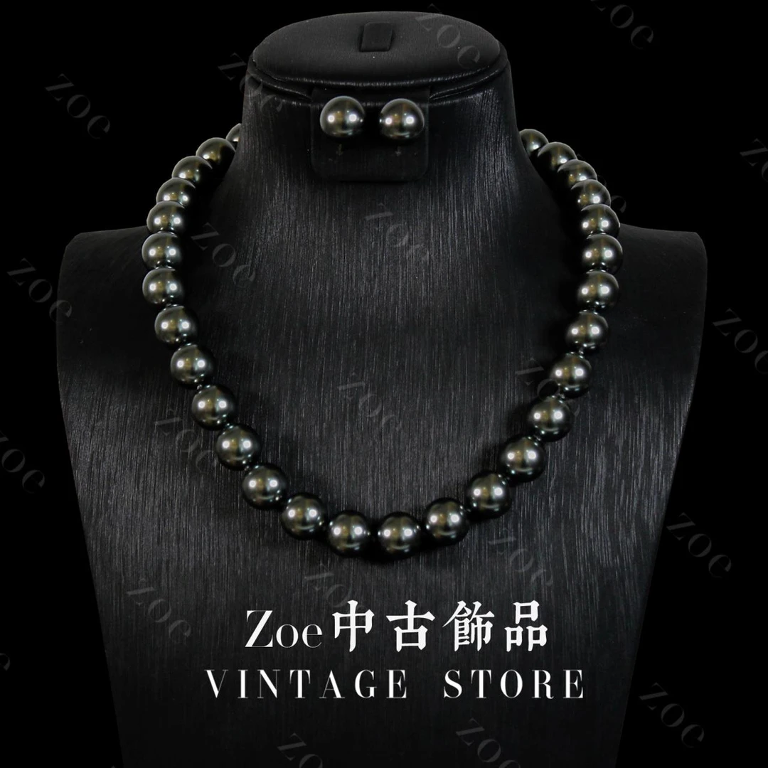 铜合金项链  镀K金 项链 黑美人】12MM经典款气质琉璃耳钉饰品1008