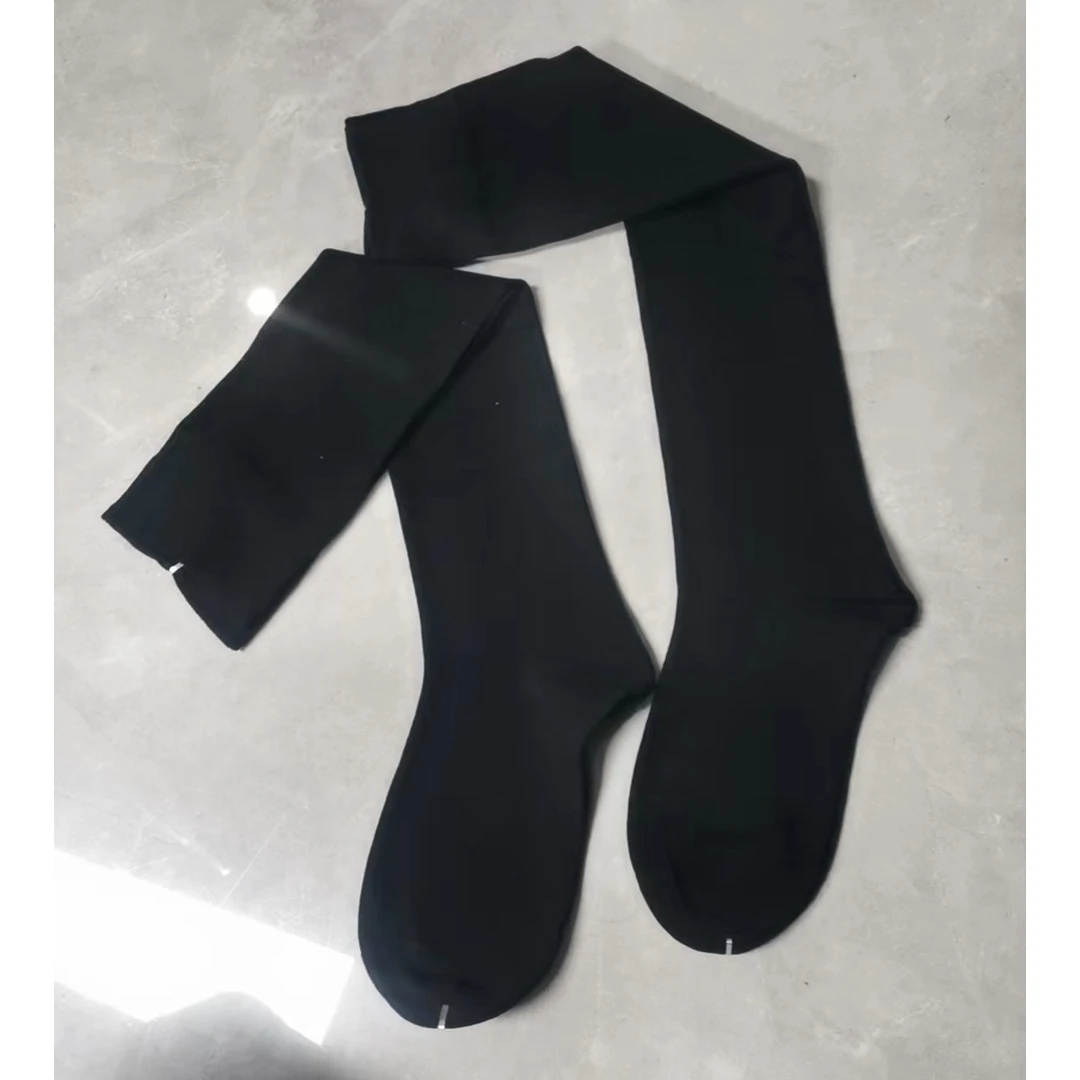 长筒袜纯黑色透气袜