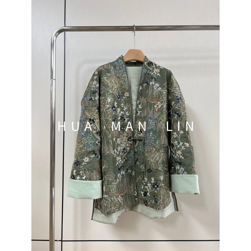 【花滿林】V领流苏扣重工满绣阔版外套62457