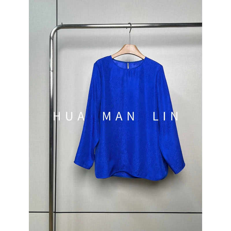 【花滿林】圆领后一粒扣正肩30MM冠乐绉花罗桑蚕丝上衣245544