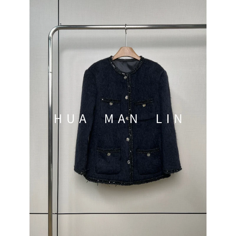 【花滿林】圆领贴袋金属扣小香外套83018