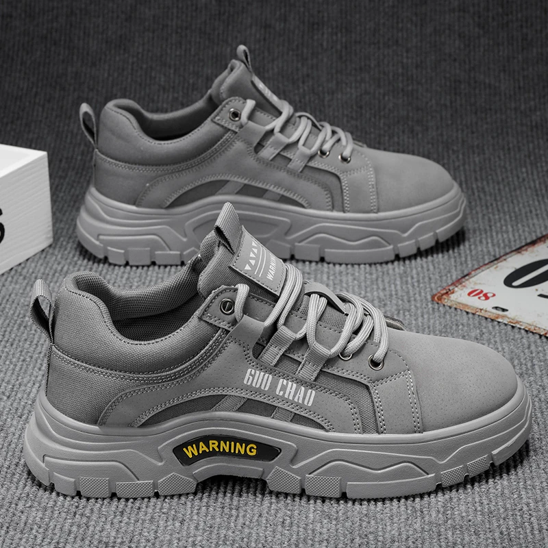 男鞋春季新款厚底工作干活穿劳保鞋防滑防水耐磨男士休闲马丁潮鞋