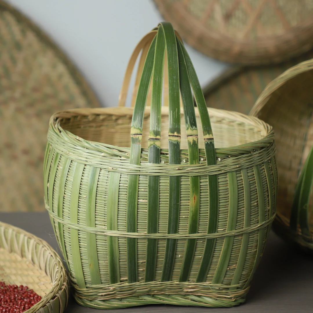 非物质文化遗产纯手工老手艺人竹编制品天圆地方提篮果篮竹制品