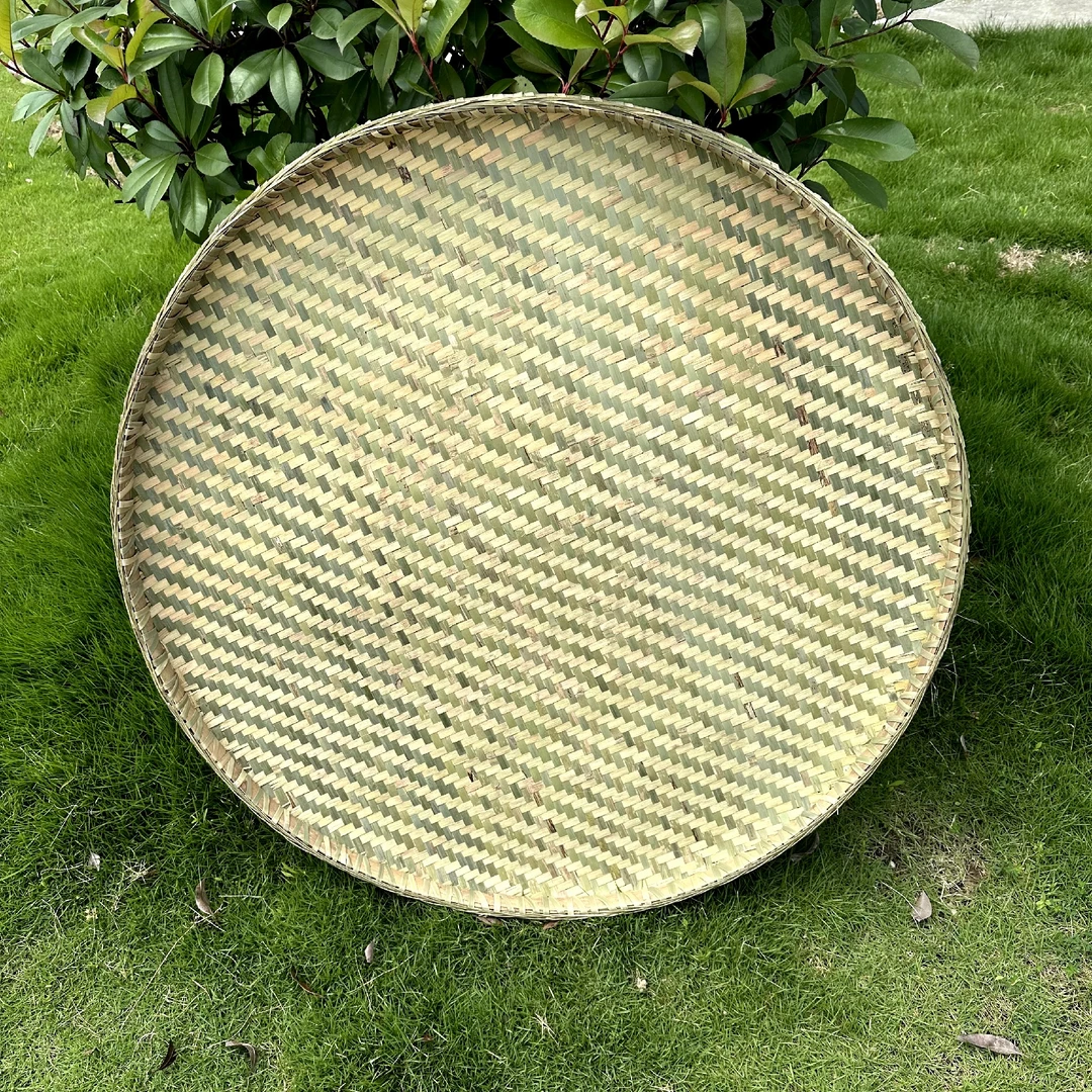 直径100cm精编花纹晾晒粮食干货老篾匠手工编织实用青篾锁边