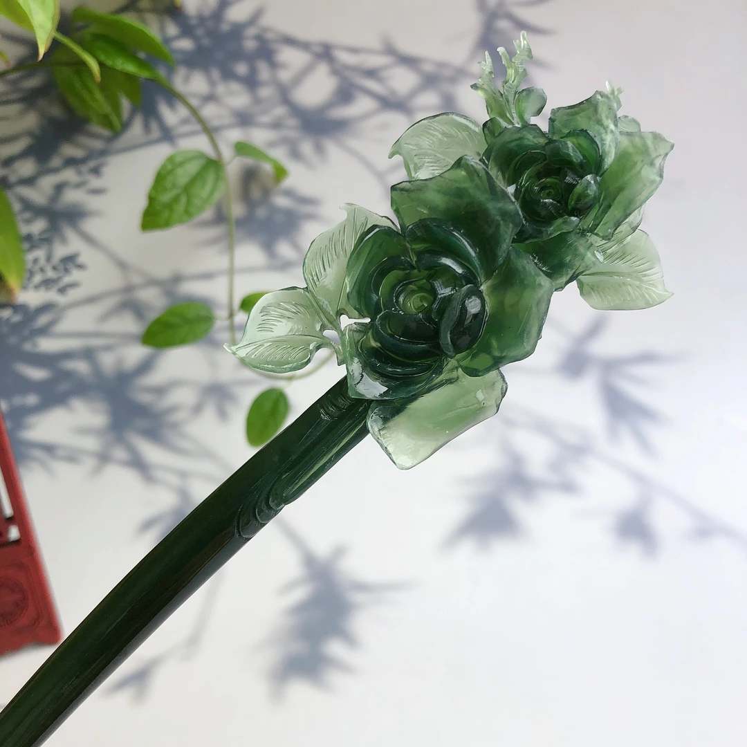 蛇纹石发饰旗袍汉服婚礼配饰   尺寸:220*52*12毫米