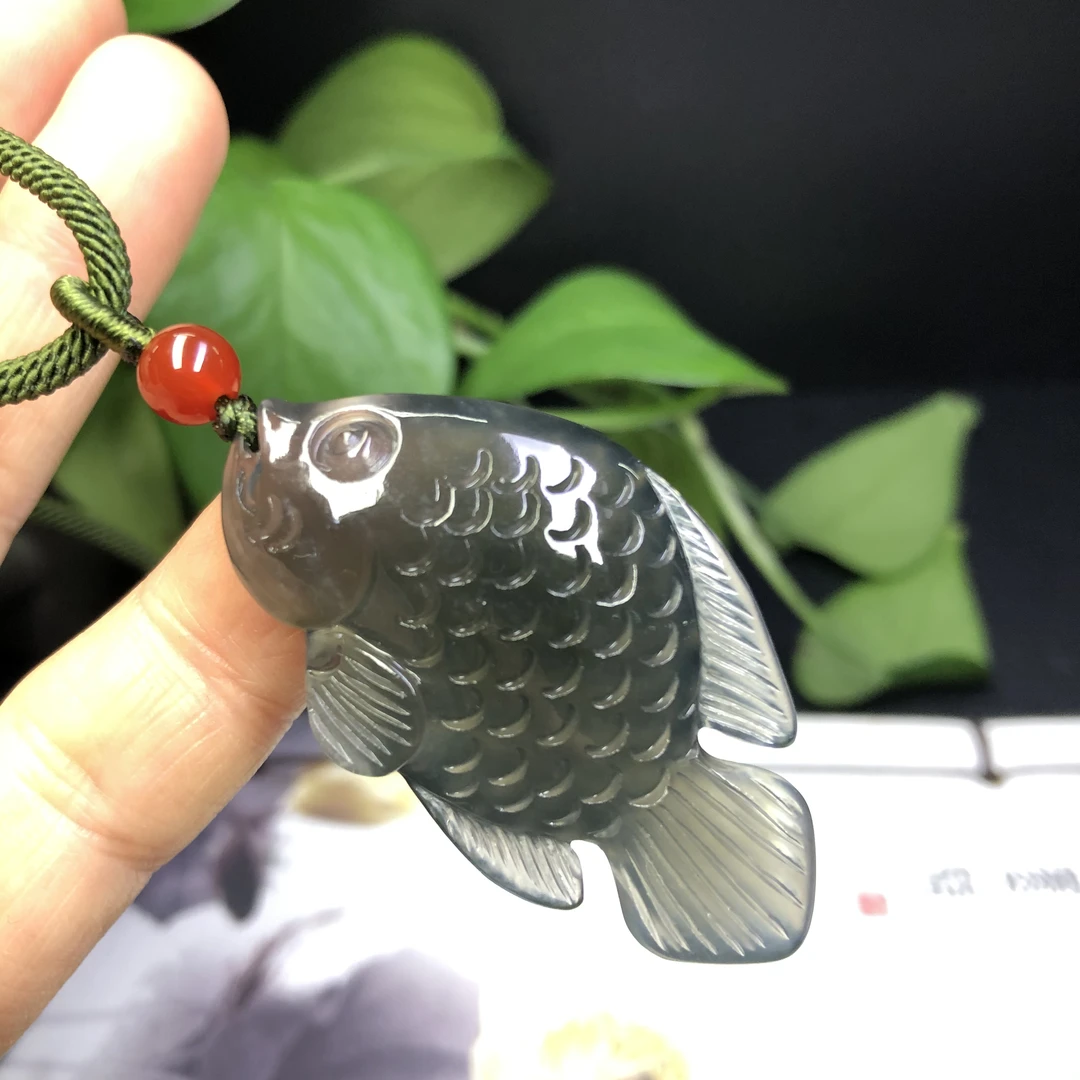 吊坠挂件 岫玉小鱼女款复古时尚