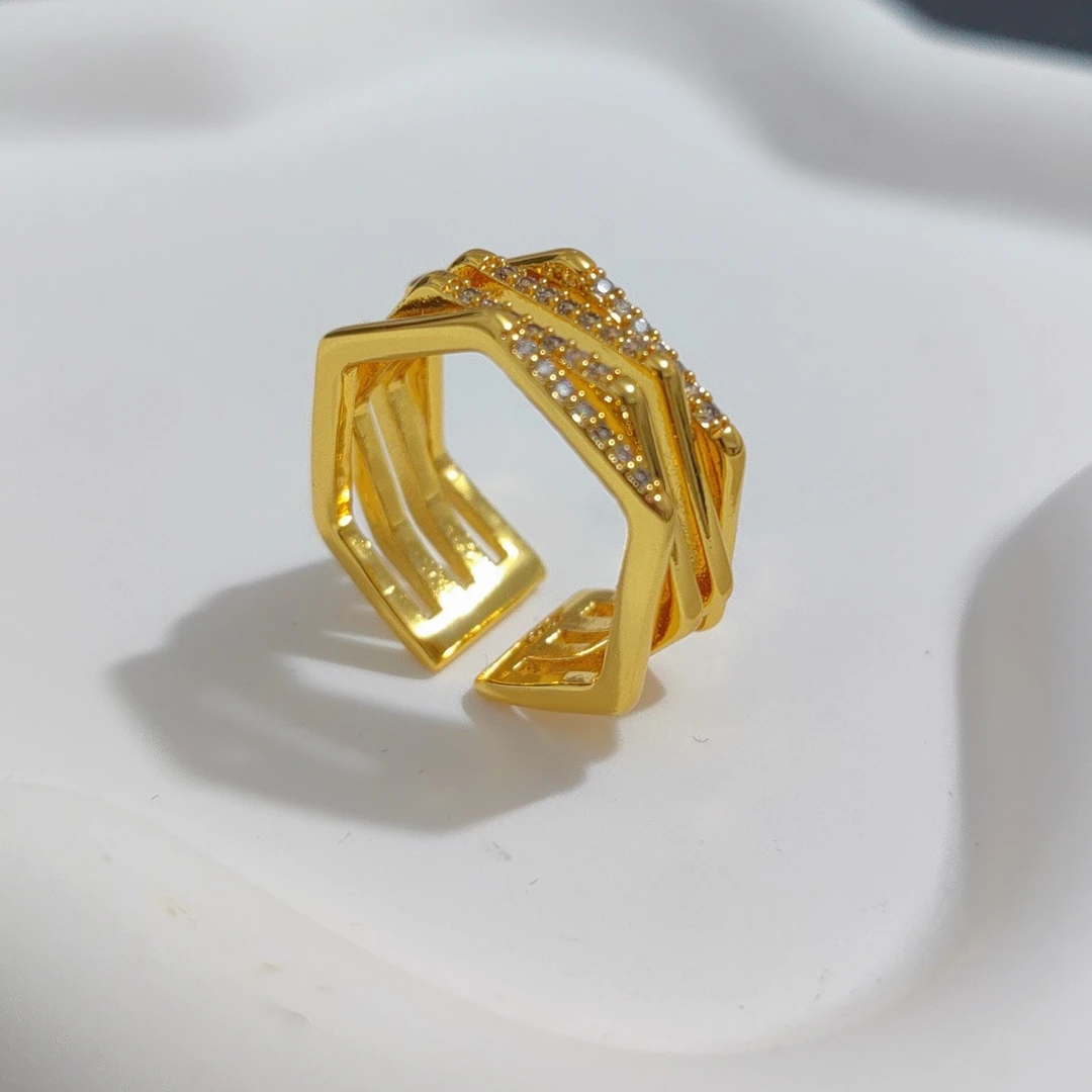 铜合金戒指 【B459】时尚开口简约ins百搭戒指小众防金色久不掉色