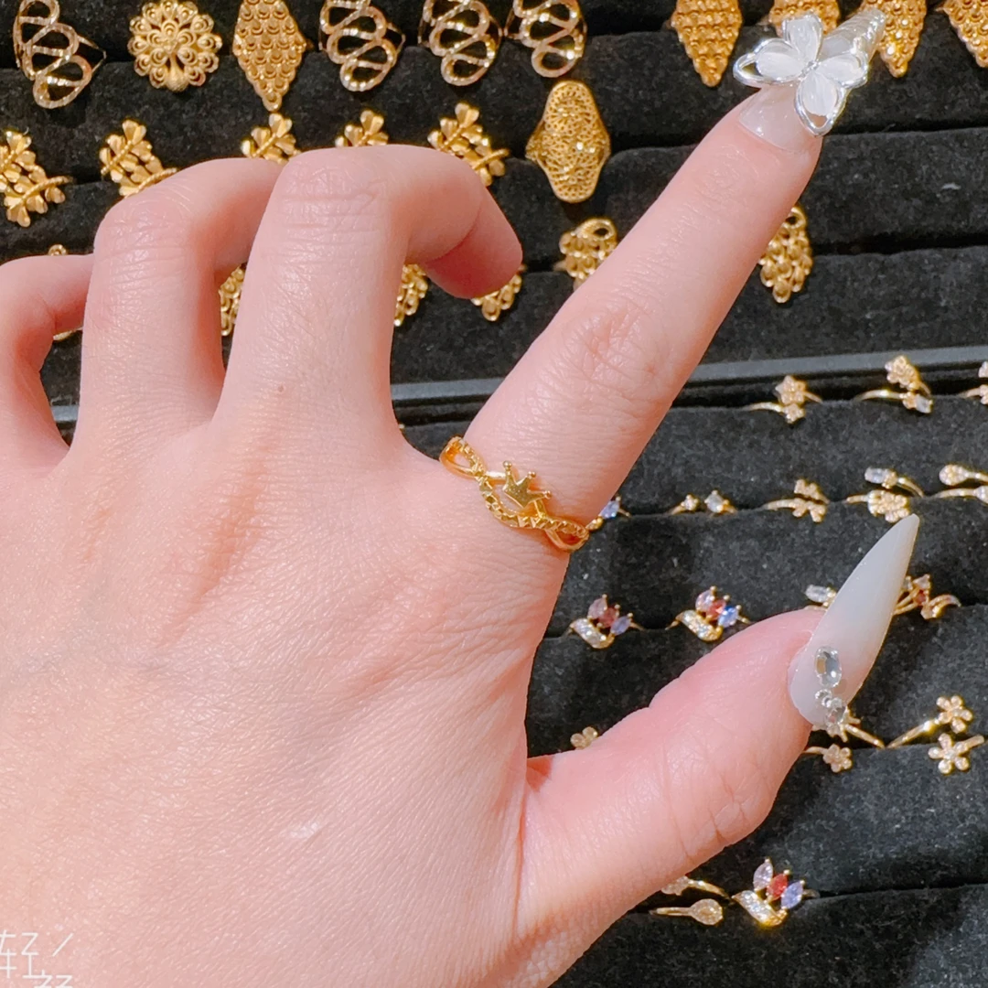 铜合金戒指 【B419】小皇冠时尚开口 简约百搭戒指 防金久不掉色