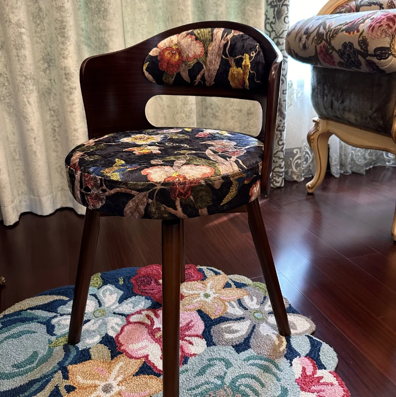 可旋转休闲椅沙发休闲椅子复古美式简约家座椅实木椅子阳台沙发