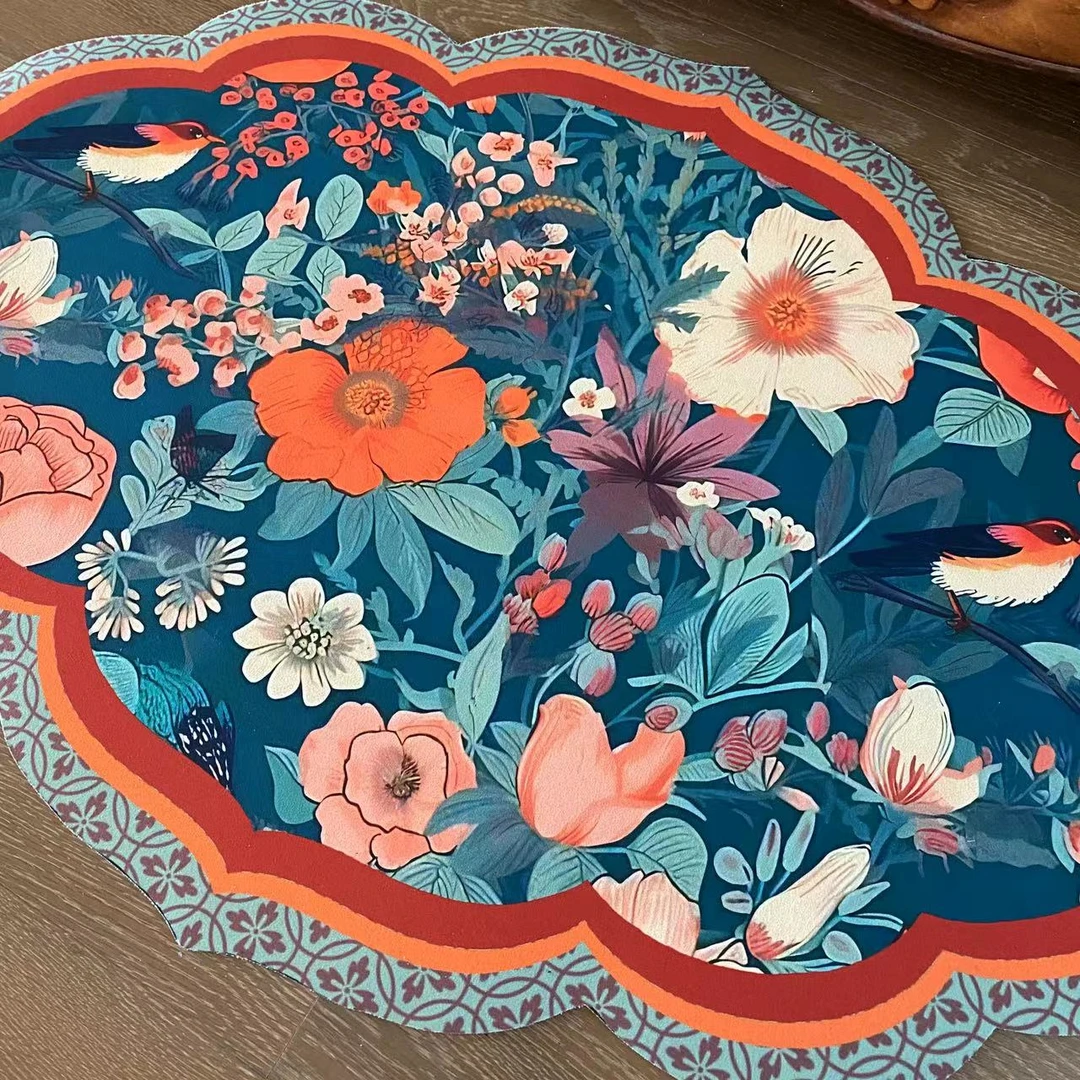 吸水地垫花鸟复古硅藻泥吸水垫沥水垫家用中式软硅藻泥印花民族风