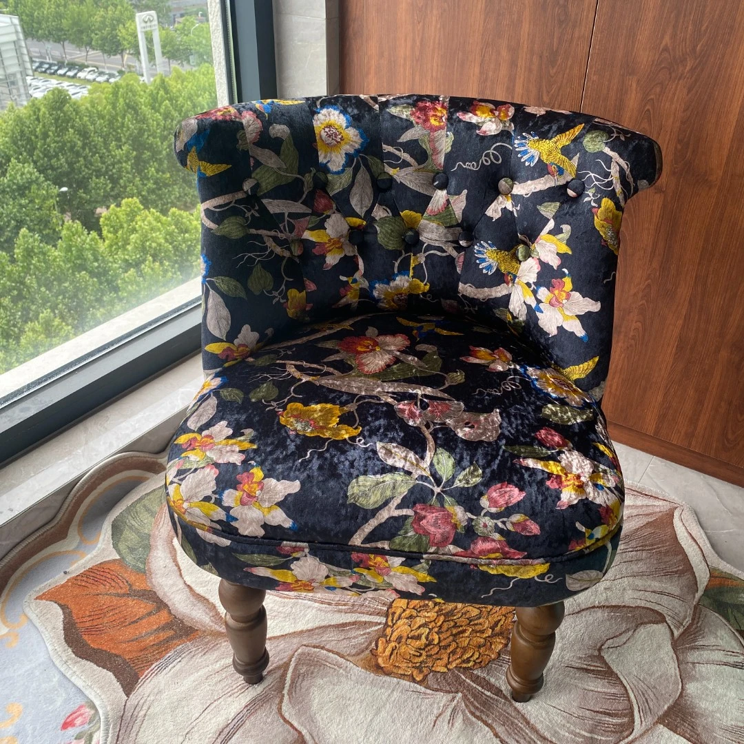 出口外单金钻绒沙发阳台沙发美式复古新中式小沙发