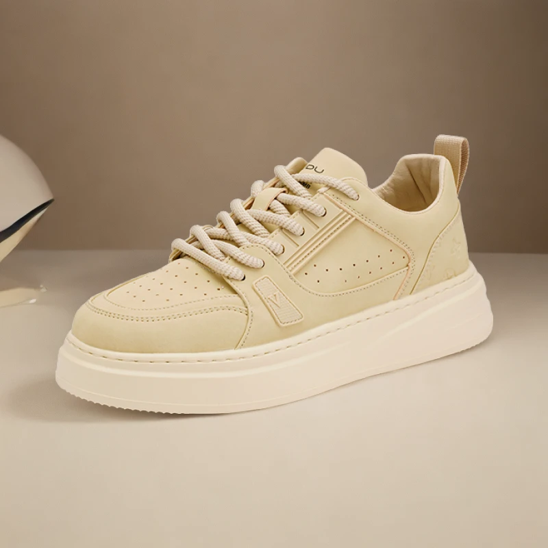 KOUDU/蔻度男士板鞋春秋百搭厚底低帮系带透气板鞋时尚潮鞋男5963