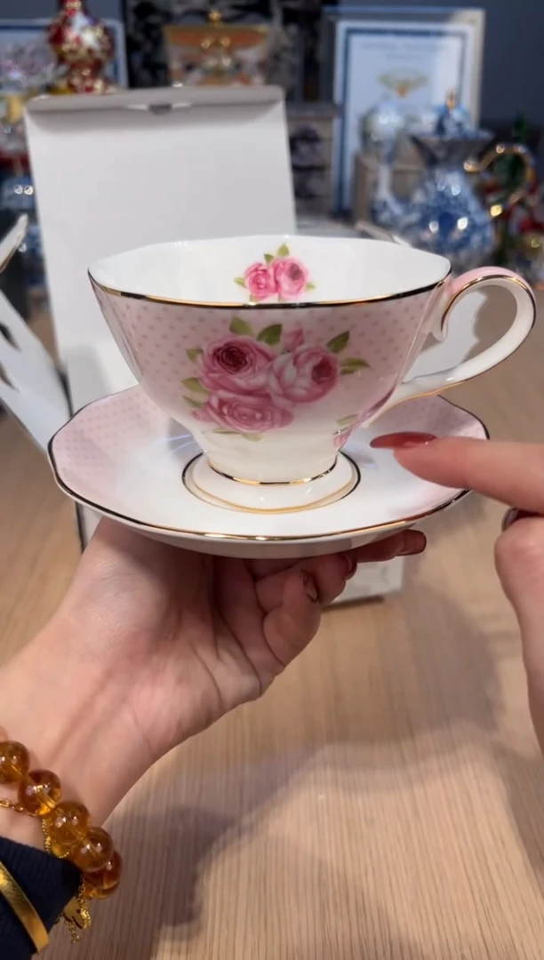 【闪购商品】陶如图25蔷薇花开杯碟（粉）