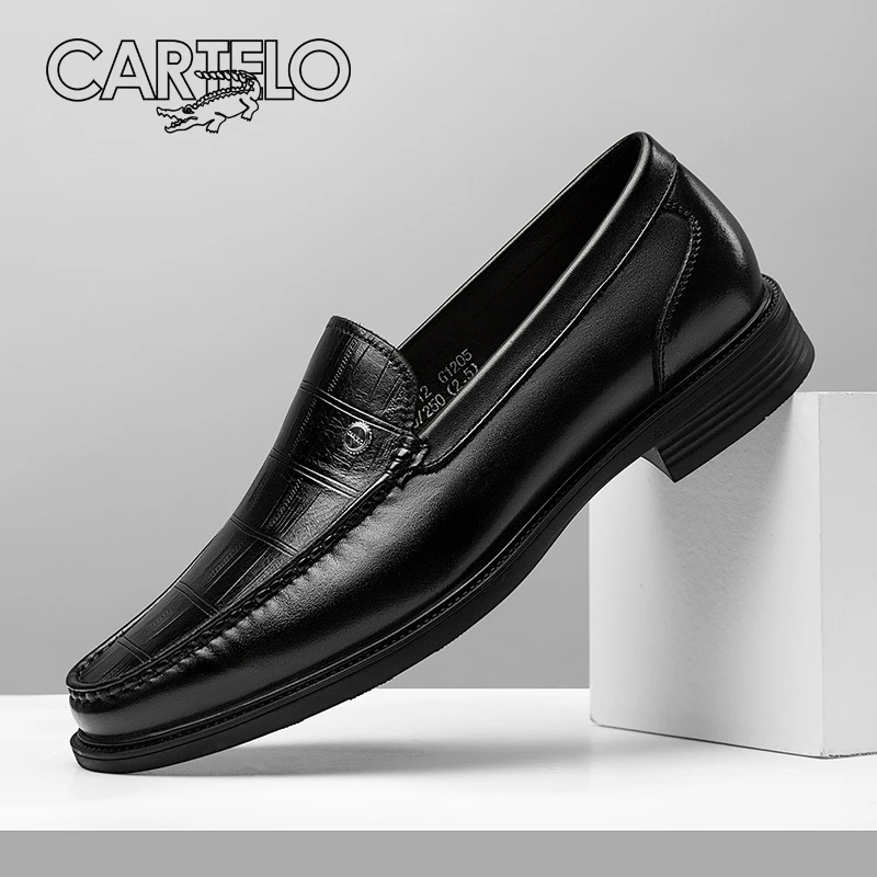 卡帝乐鳄鱼皮鞋夏季透气一脚蹬软底真皮头层牛皮休闲套脚鞋男7312