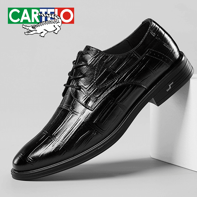 cartelo/卡帝乐鳄鱼 男士英伦皮鞋真皮商务休闲皮鞋头层牛皮正装上班鞋6681