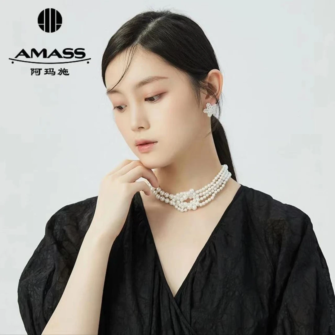 不锈钢玻璃项链 AMASS/阿玛施  法式复古项链5900490-9X77071-011