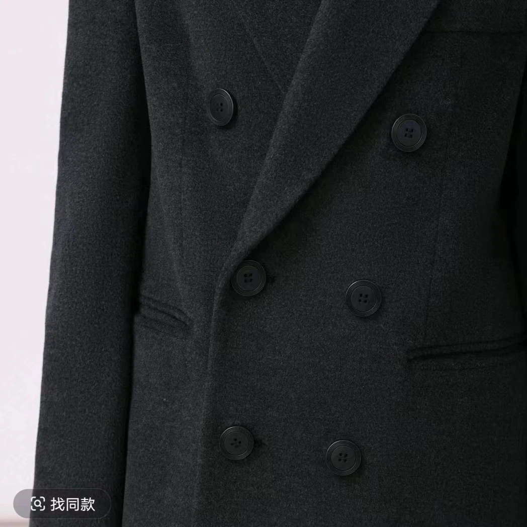 AMASS/阿玛施秋冬新款轻奢气质极简风中长款翻领毛呢大衣 5400810