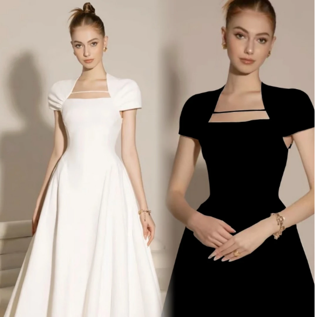 越南小众设计师品牌白色气质礼服修身收腰女神婚纱长裙连衣裙A044