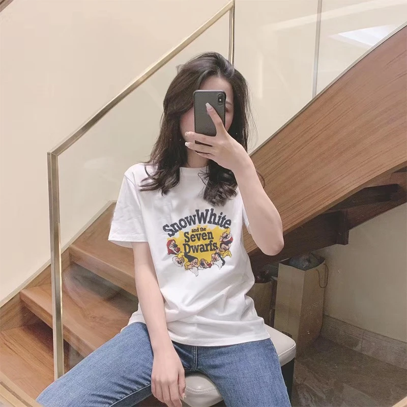 ARTA【220克纯棉】2025新款懒惰风中长款印花宽松设计感短袖T恤女潮