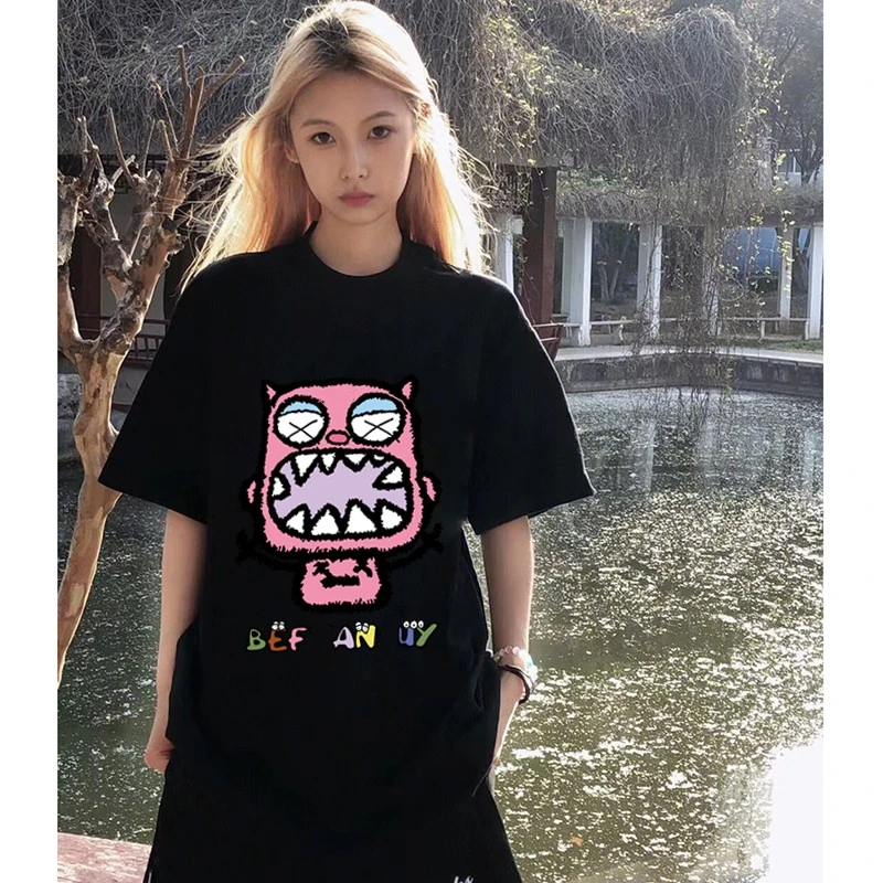 ARTA2025年新款复古卡通印花纯棉韩版宽松圆领百搭短袖T恤女半袖