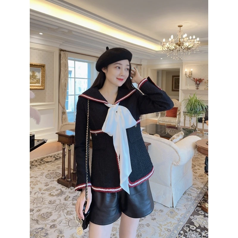 “小海军”进口面料海军领小香风外套（送真丝丝巾）