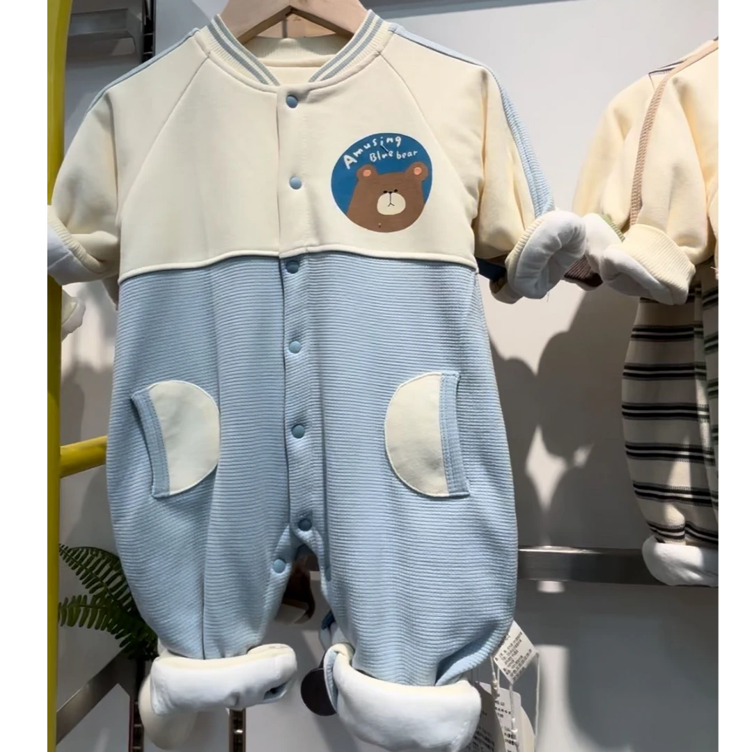 萌宝薄棉闭裆连体哈衣60g