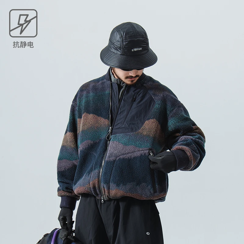 NothommeBLUE蓝岐山脉羊羔绒夹克保暖透气防风抗起球情侣厚外套男