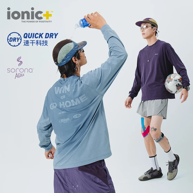 蓝岐水隐长袖2025新款水显印花运动速干凉感T恤男女
