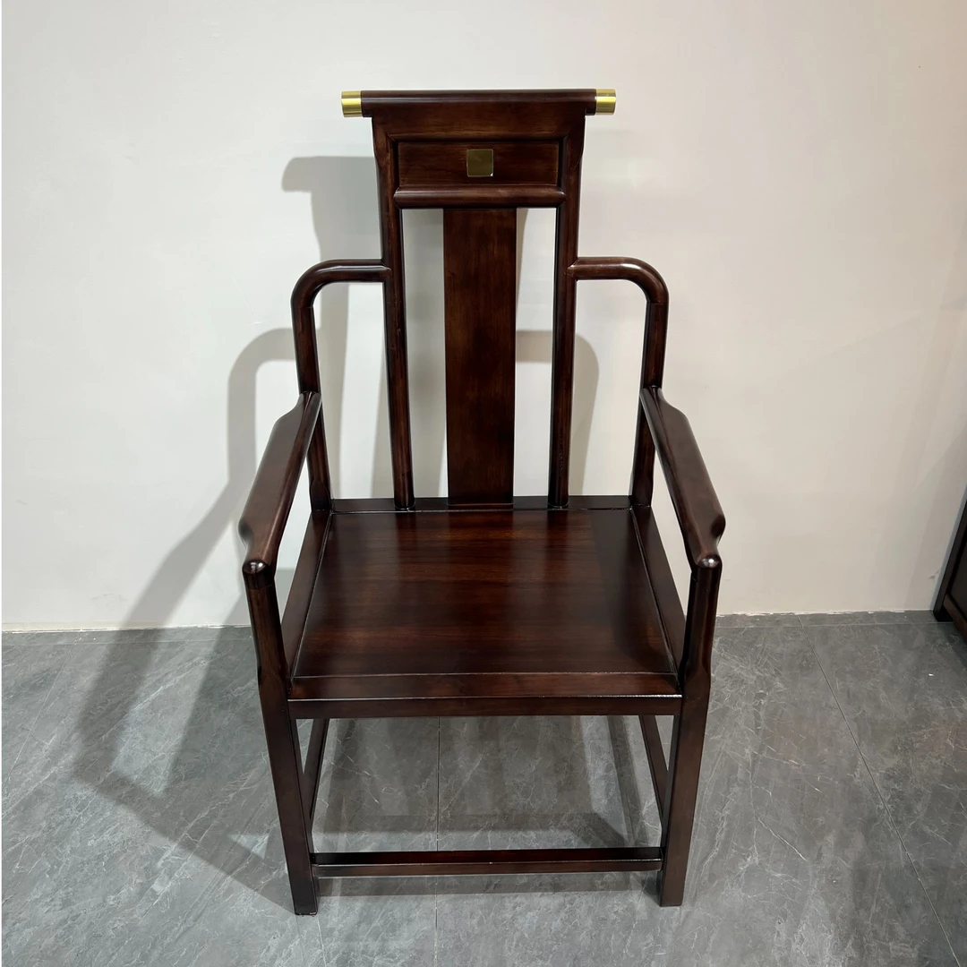 乌金木圈椅中式椅三件套桌椅围椅太师椅家用客厅餐桌扶手椅主人椅