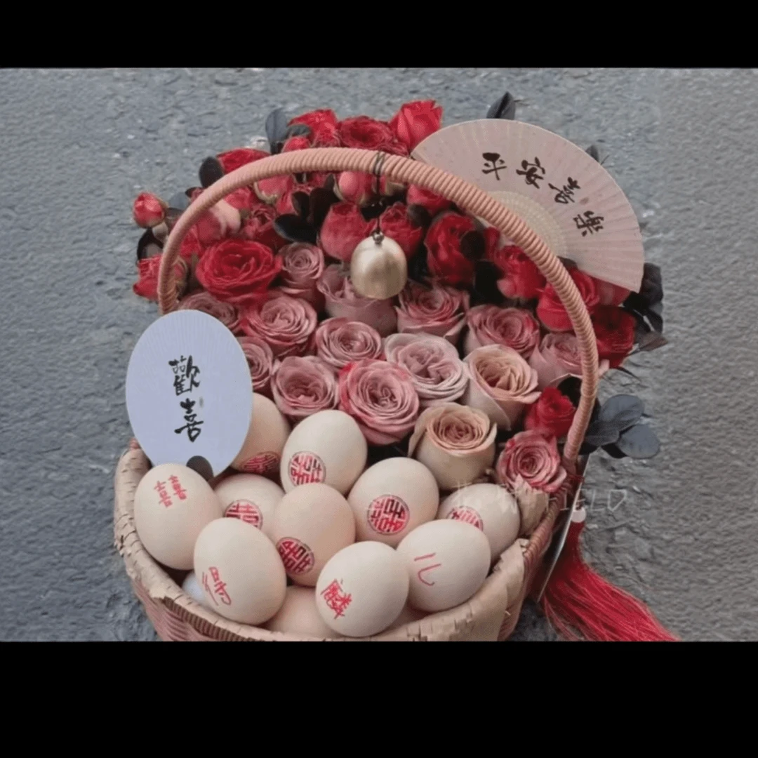 全国同城速递月子鸡蛋手提花篮送闺蜜朋友礼物高端定制团购配送