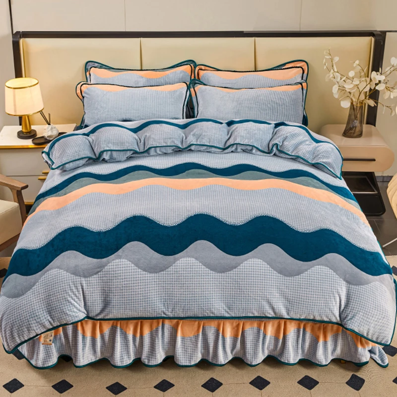 活动中】秋冬8.5斤带绒床上用品牛奶绒四件套加厚法兰绒宝宝绒