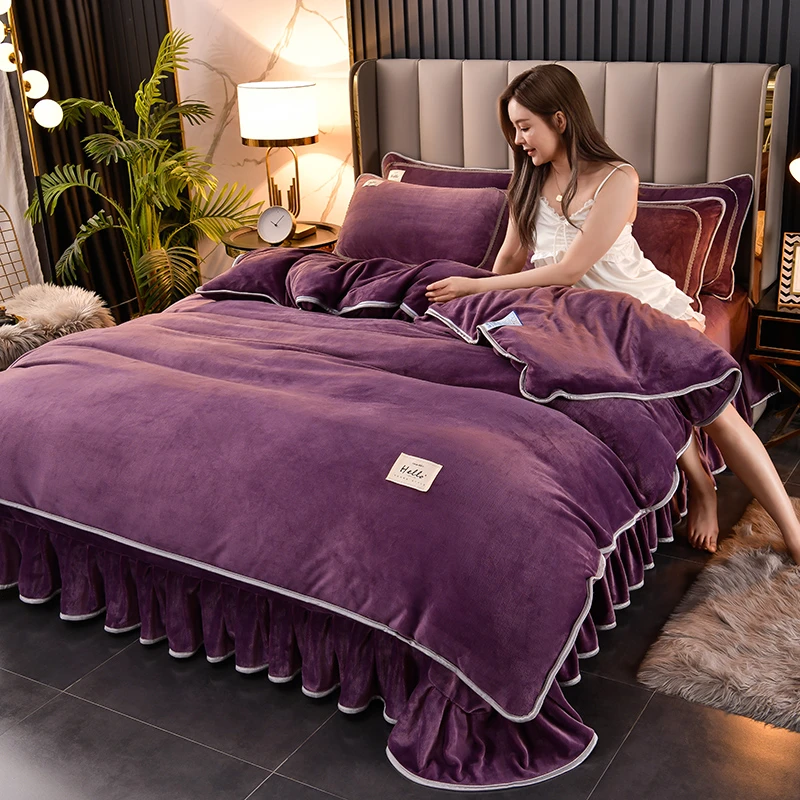 【活动中】8--9斤加绒高克重加厚保暖纯色牛奶绒四件套