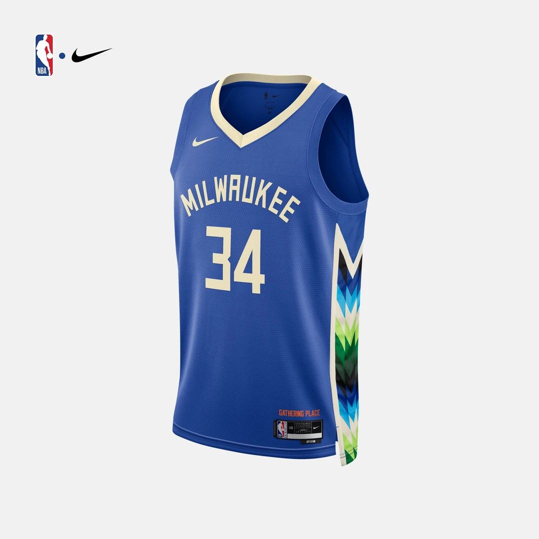 【NBA球衣】NIKE耐克密尔沃基雄鹿阿德托昆博男子速干球衣篮球服