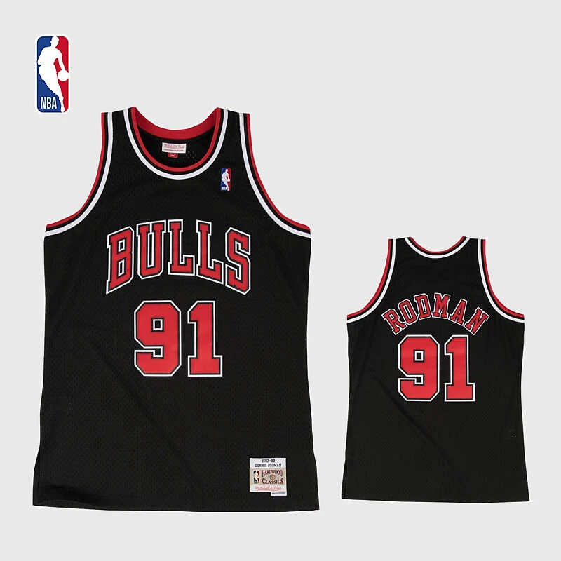 NBA-Mitchellness复古球衣SW 芝加哥公牛队罗德曼 1997-98赛季客