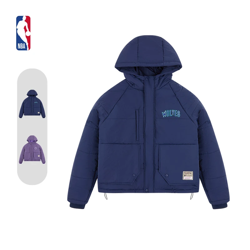 Mitchell&ness-NBA官方湖人森林狼冬季新款男女同款连帽运动棉服