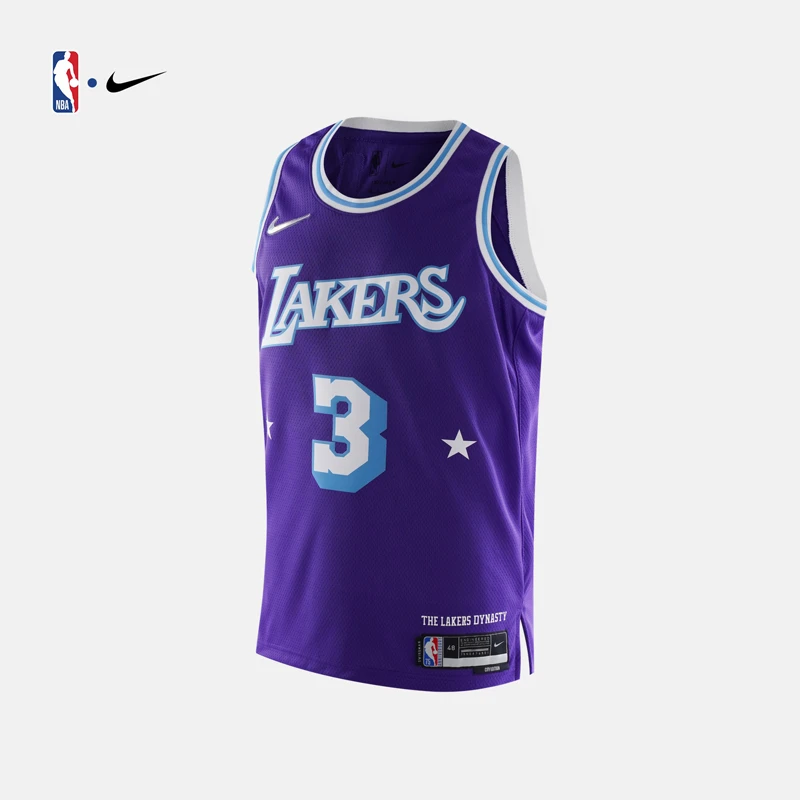 NBA-Nike戴维斯篮球服夏季球衣男款印花轻薄透气运动湖人队速干