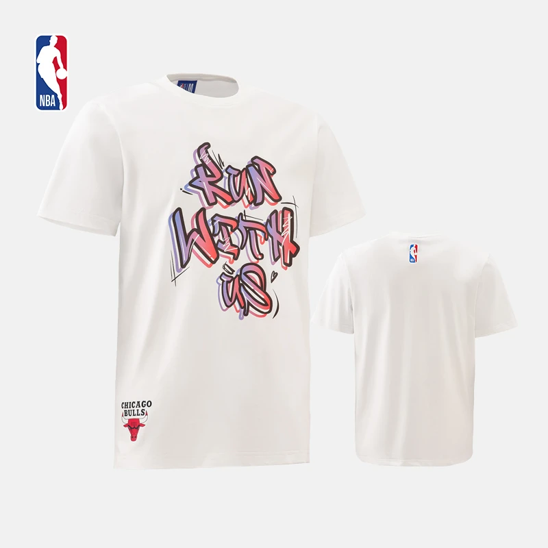 NBA SLOGAN系列/时尚潮流宽松圆领T恤-公牛运动运动户外夏季纯棉