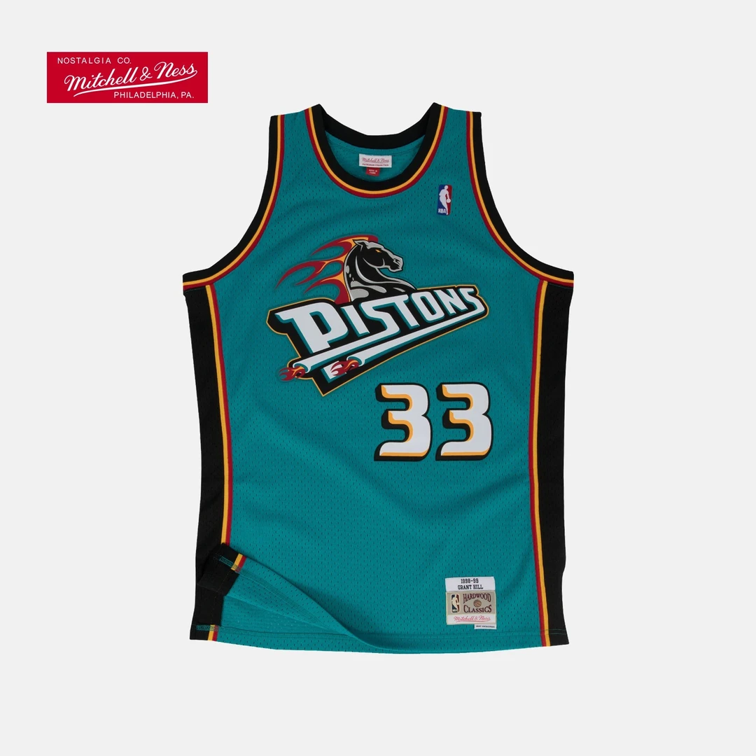 Mitchell&Ness-NBA官方活塞队格兰特·希尔1998-99赛季纪念款球衣